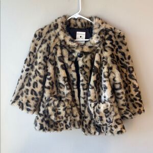 Elevenses Anthropologie 4 Leopard Print Faux Fur Coat cropped
